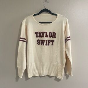 Taylor Swift Red Varisty Letterman Beige Knit Sweater Size Small